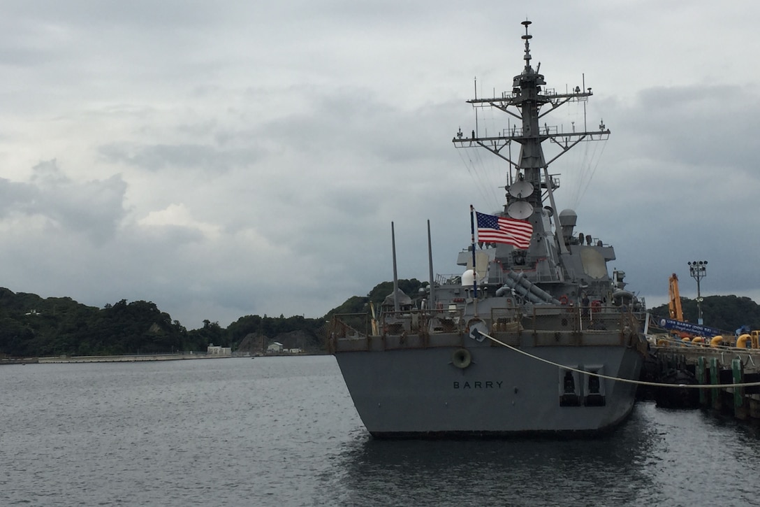 Marine Corps Gen. Joe Dunford, (not pictured), chairman of the Joint Chiefs of Staff, visits the USS Barry in Yokosuka, Japan, Sept. 7, 2016. The Barry, a guided-missile destroyer, is deployed in the 7th Fleet area of operations to support stability and security missions in the Indo-Asia-Pacific region. DoD photo by Lisa Ferdinando