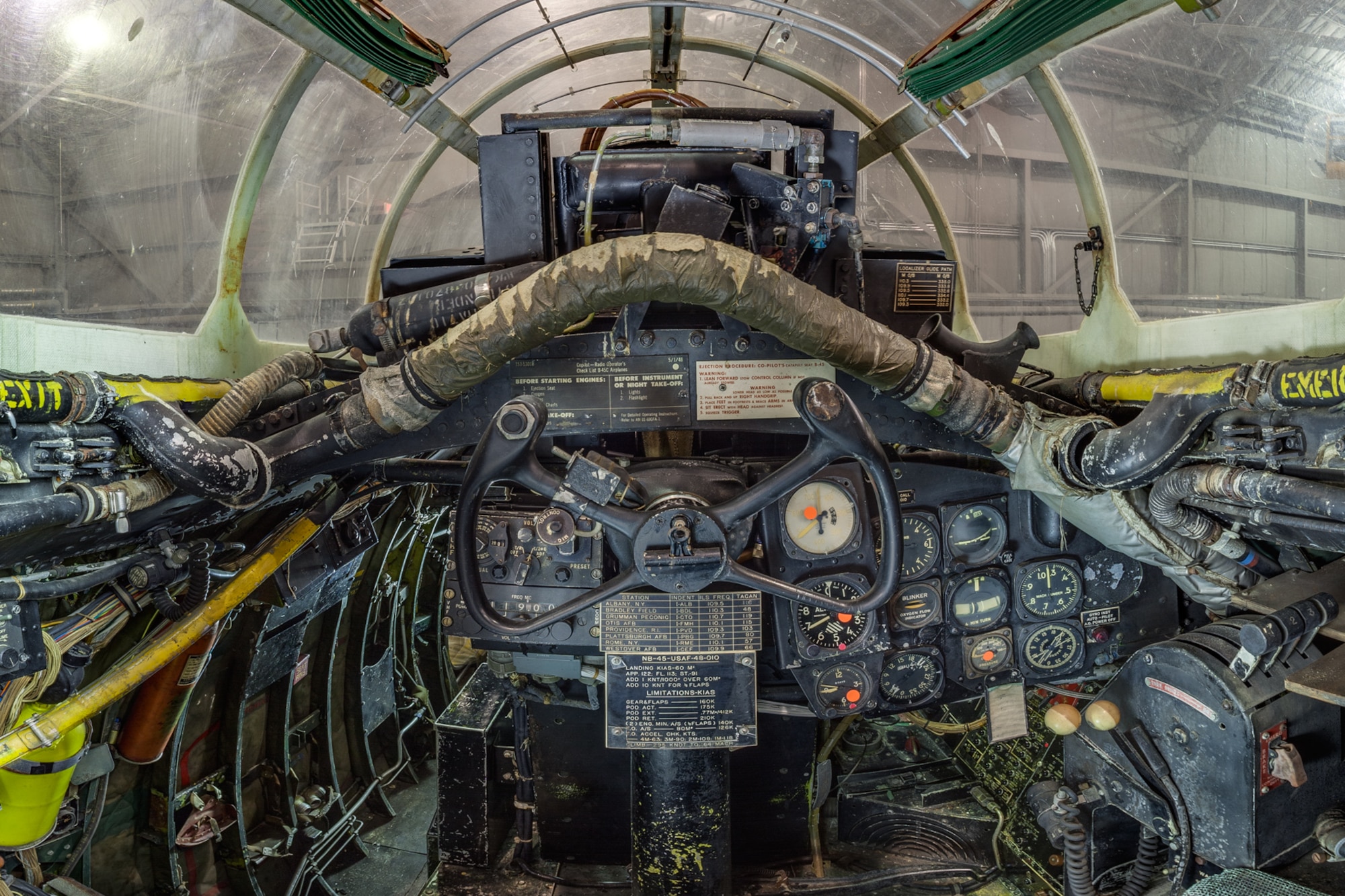 DAYTON, Ohio -- North American B-45C Tornado co-pilot cockpit view in the Korean War Gallery at the National Museum of the United States Air Force.(Photo courtesy of Lyle Jansma, Aerocapture Images)  