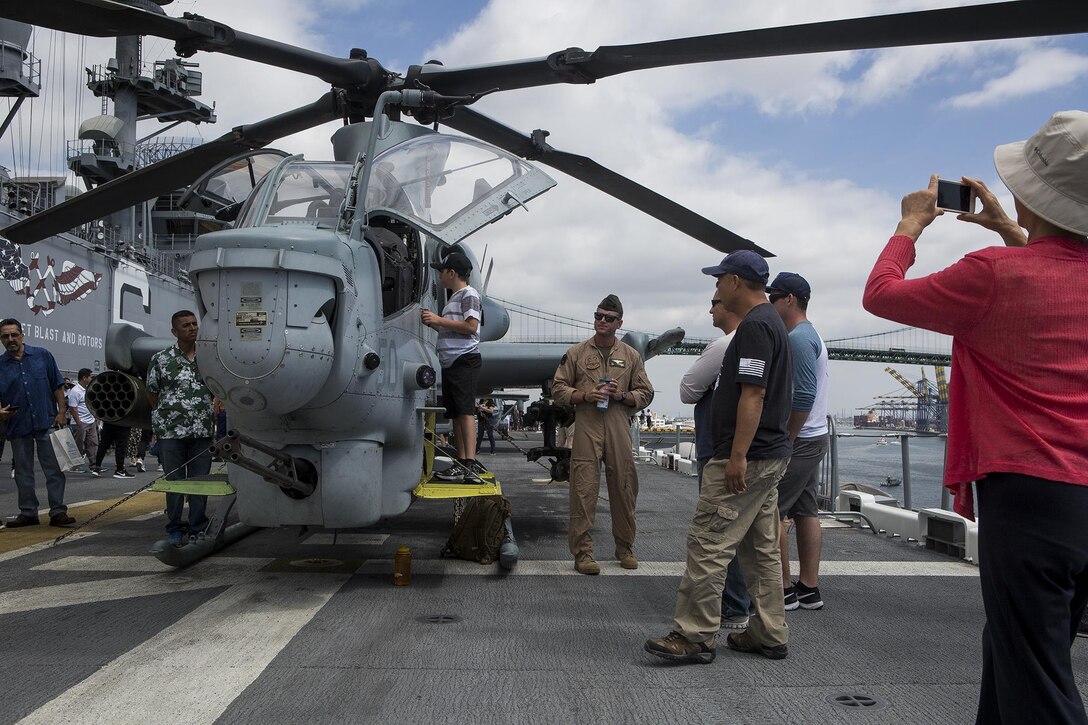 Citizens of Los Angeles and surrounding communities learn about Marine Corps equipment and capabilities during an exhibition of static displays at L.A. Fleet Week in San Pedro, Calif., Sept. 4, 2016. L.A. Fleet Week is an event designed to showcase the capabilities of the Navy-Marine Corps team to L.A. residents, and an opportunity for members of the sea services to meet and thank the community for its support. (U.S. Marine Corps photo by Sgt. Rick Hurtado)