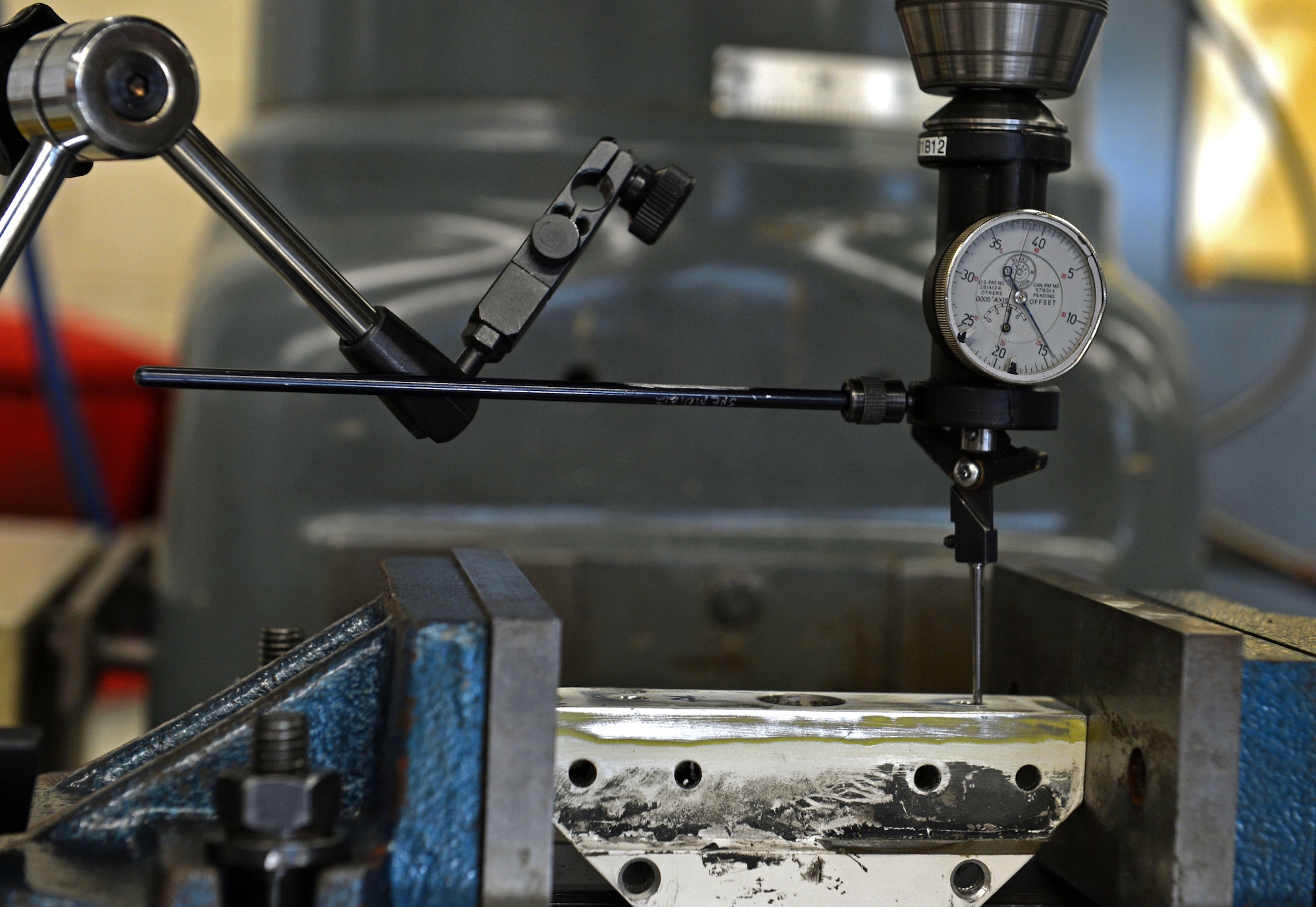 A flap mount is prepared for transport from the 20th Equipment Maintenance Squadron metals technology lab at Shaw Air Force Base, S.C., Sept. 7, 2016. After the flap mount is milled and reamed, it is taken to the non-destructive equipment lab for more safety procedures. (U.S. Air Force photo by Airman 1st Class Christopher Maldonado) 