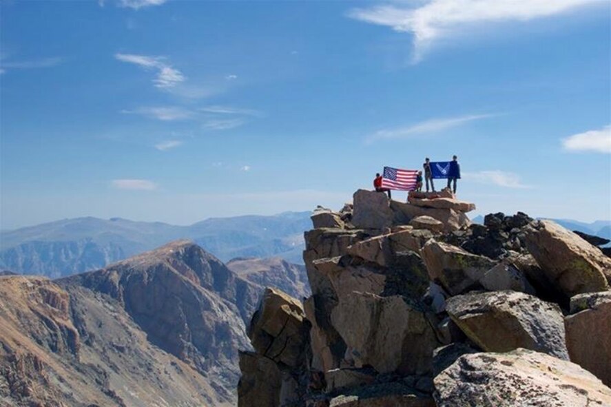 Airmen reach the summit of Granite Peak in Montana after a three-day climb of more than 7,000 feet Aug. 30, 2016. (Courtesy photo)