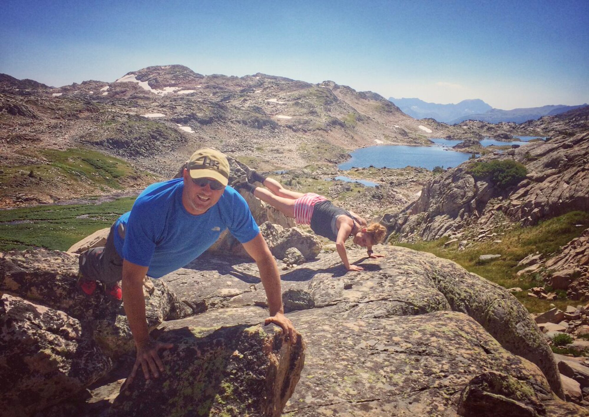 U.S. Air Force Chief Master Sgt. Dean Werner, Air Force Civil Engineer Center Emergency Management program manager, takes part in the 22 pushup challenge while climbing Granite Peak in Montana, Aug. 30. Werner is part of the U.S. Air Force 50 Summit Challenge, where he leads Airmen climbing the highest peaks of each of the 50 states. (Courtesy photo)