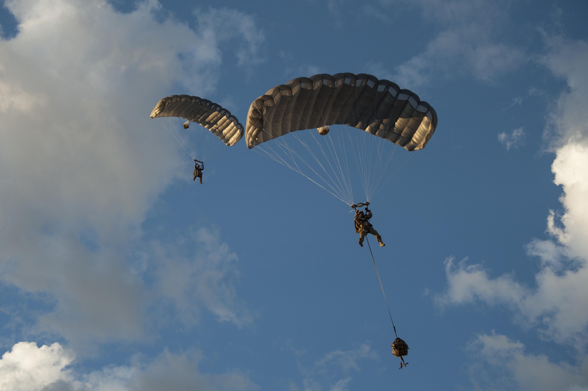 Combat Leaders Course students prepare to land during training in Florence, Ariz., Aug. 31, 2016. The 68th Rescue Flight crafted the 7-level certification training for pararescuemen across the U.S. Air Force.  (U.S. Air Force photo by Airman 1st Class Mya M. Crosby)