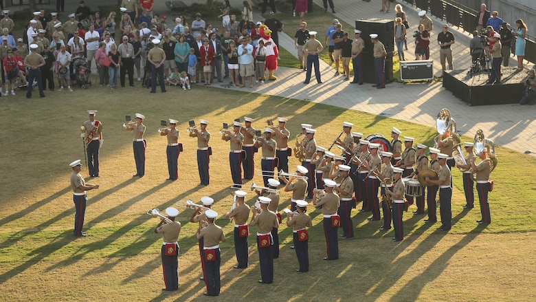 Members of Marine Band San Diego perform during the opening ceremony of Marine Week Nashville in Nashville, Tenn., Sept. 7, 2016. Marine Week Nashville is an opportunity for the people of the greater Nashville area to meet Marines and learn about Corps’ history, traditions and value to the nation.