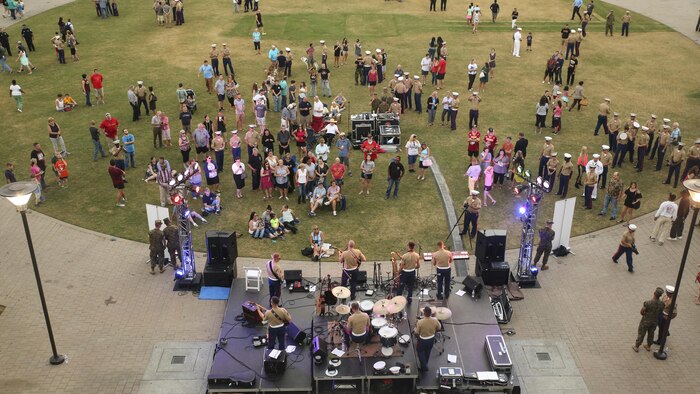 The Marine San Diego Rock Band performs for Marines and Nashville, Tenn. residents during the opening ceremony of Marine Week Nashville, Sept. 7, 2016. Marine Week is an opportunity for the people of the greater Nashville area to connect with Marines and learn about Corps’ history and capabilities.