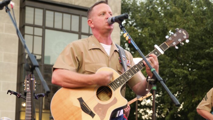 Col. Mike Corrado performs for Marines and Nashville, Tenn. residents during the opening ceremony of Marine Week Nashville, Sept. 7, 2016. Marine Week celebrates the contributions of local Marines whose service to our nation has protected and preserved our way of life for hundreds of years.