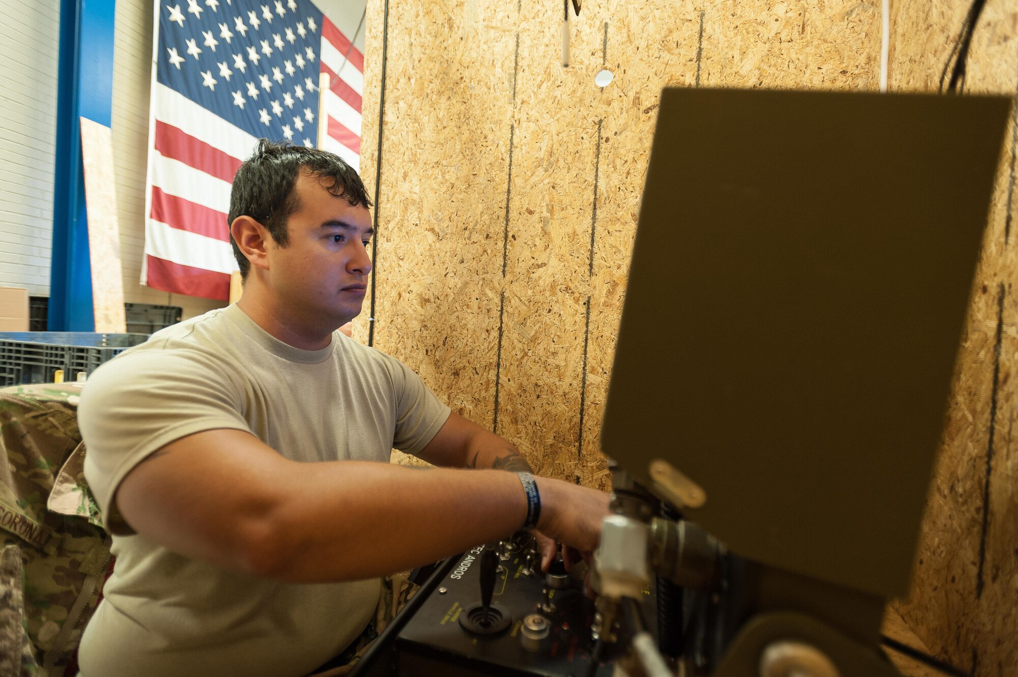 Staff Sgt. Guadalupe Corona, explosives ordnance disposal team leader with the 327th Civil Engineer Squadron, remotely maneuvers an F6A robot at the inaugural Eastern Robotics Rodeo & Capability Exercise in Atlanta, Ga, Aug. 29 - Sept. 2, 2016. The event invites military, federal and local EOD to compete using remotely controlled, hazardous-duty robotic platforms to dismantle inert explosive devices in real-world scenarios and provides an opportunity for participants to network and exchange best practices. This year's event was made possible by the partnership of the Air Force Civil Engineer Center, Combating Terrorism Technical Support Office - Technical Support Working Group and the United Kingdom Defense Science and Technology Laboratory. (U.S. Air Force photo by Malcolm McClendon)