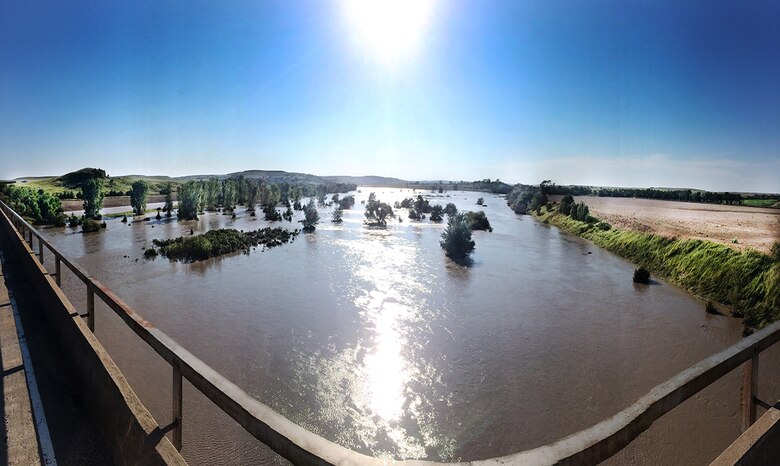 Inflows on the Saline River at Bunker Hill Bridge near Wilson Lake Kan. Sept. 5. The third highest inflows ever recorded (23,000 cubic feet per second) were recorded at a nearby gage following a Sept. 2 storm.