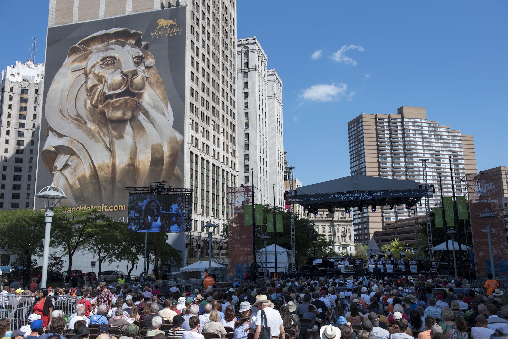 Tech. Sgt. Paige Wroble, U.S. Air Force Band’s Airmen of Note vocalist, performs during the Detroit International Jazz Festival in Detroit, Mich., Sept. 4, 2016. The Detroit International Jazz Festival is the world’s largest free jazz festival. (U.S. Air Force photo by Senior Airman Philip Bryant) 