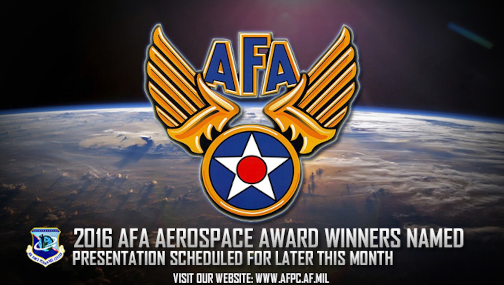 The Air Force Association awards committee recently announced their selections for the 2016 National Aerospace and Specialty Award winners. AFA is the sponsor for these awards and will present them to the final winners during their Air and Space Conference and Technology Exposition 2016 later this month. (U.S. Air Force graphic by Staff Sgt. Alexx Pons) 