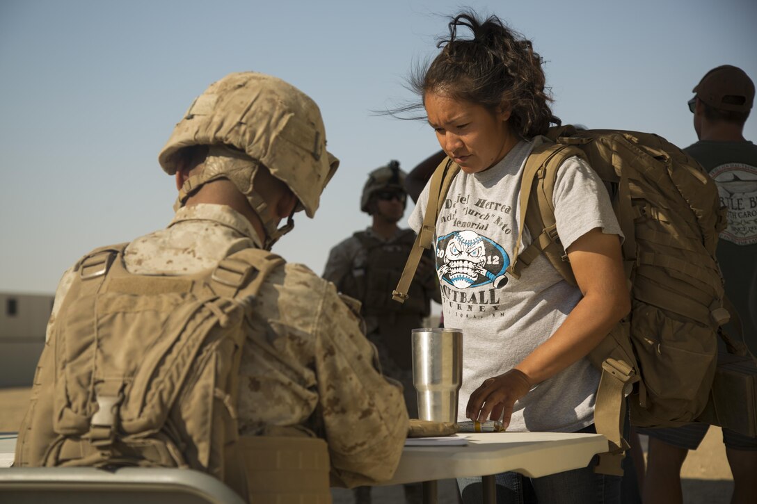 Marines with Special Purpose Marine Air Ground Task Force, Crisis Response, Central Command, conduct a non-combatant evacuation operation exercise at Range 220, a military operations on urbanized terrain facility, aboard the Marine Corps Air Ground Combat Center, Twentynine Palms, Calif., Aug. 24, as part of a Certification Exercise. (Official Marine Corps photo by Lance Cpl. Levi Schultz/Released)