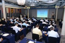 U.S. Air Force Brig. Gen. Dirk Smith, Pacific Air Forces Director of Air and Cyberspace Operations, provides a briefing during the recent Pacific Rim (PACRIM) Airpower Symposium, Sept. 5-9, 2016 in Seoul, Republic of Korea. The PACRIM Airpower Symposium builds and improves multilateral relationships among air forces in the Indo-Asia-Pacific region. Bringing regional partners together in forums such as the PACRIM Airpower Symposium to address issues of mutual concern enhance the ability to respond to crises that threaten the peace and stability of the Indo-Asia-Pacific region. (Courtesy photo)