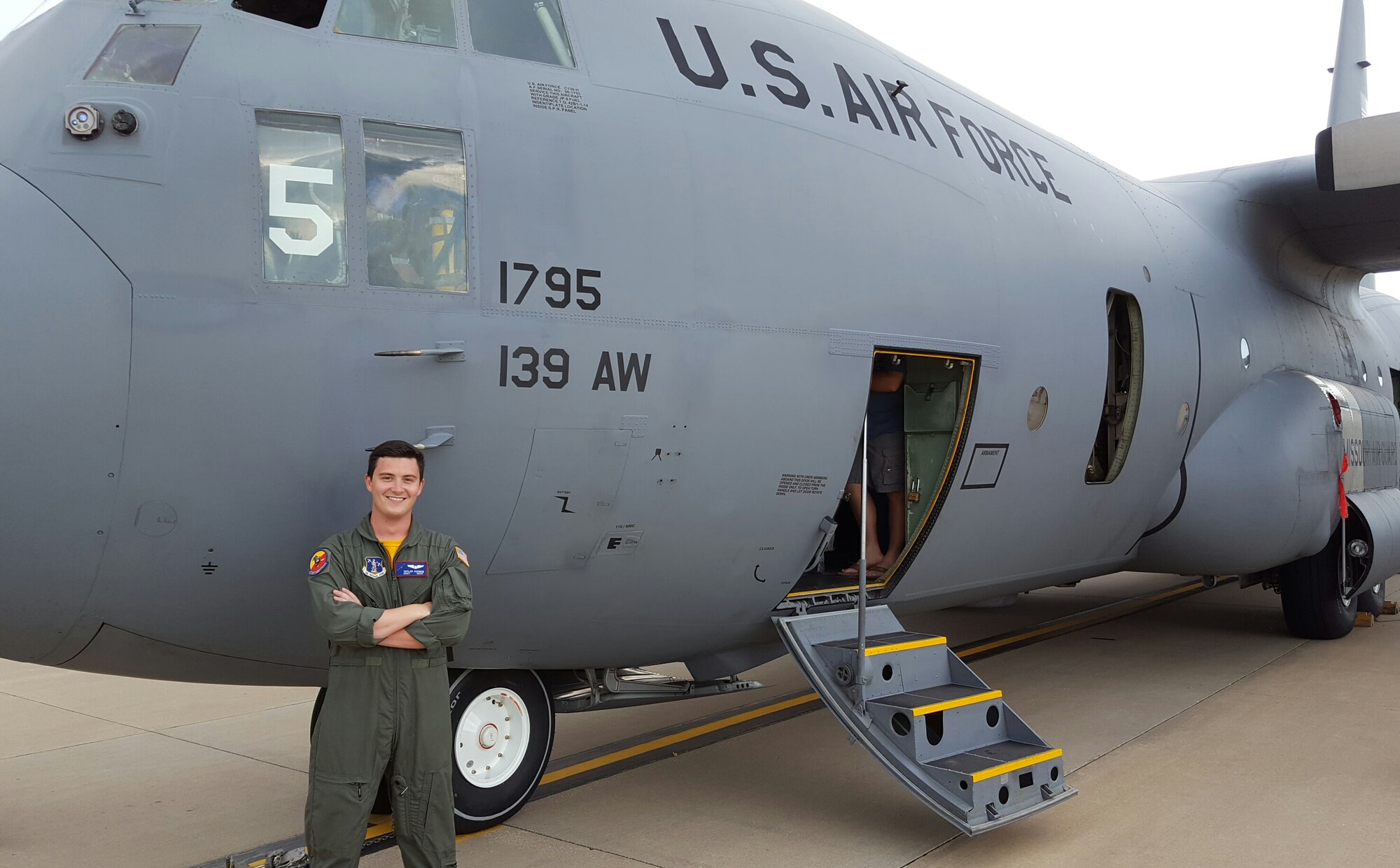 U.S. Air Force Staff Sgt. Taylor Schoen, a flight engineer instructor assigned to the 180th Airlift Squadron, Missouri Air National Guard, poses for a photo at Rosecrans Air National Guard Base, St. Joseph, Mo., Aug. 26, 2016. Schoen recently completed Flight Engineer Instructor School as one of the youngest ever to graduate. (U.S. Air National Guard photo by Tech. Sgt. Theo Ramsey)