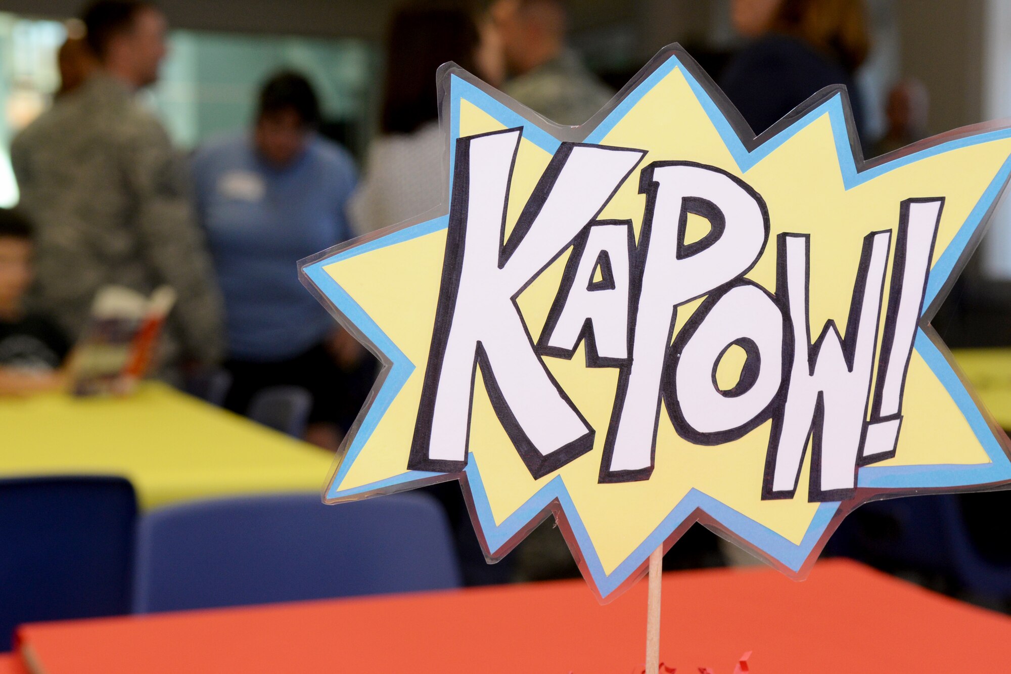 Team Mildenhall Airmen and spouses socialize at a Hearts Apart event Sept. 8, 2016, on RAF Mildenhall. The monthly Hearts Apart dinners are a way for spouses and family members of deployed Airmen to gather together and connect. The 488th Intelligence Squadron hosts this month’s dinner, using “super heroes” as the theme. (U.S. Air Force photo by Airman 1st Class Tenley Long)