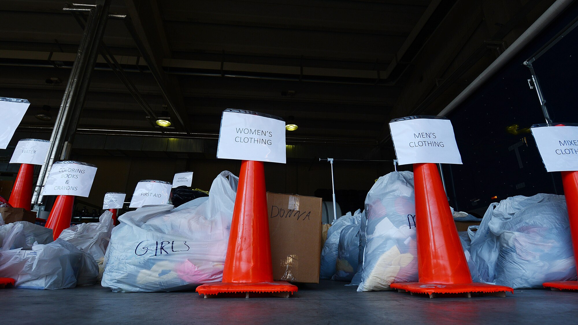 31st Civil Engineer Squadron firefighters collected approximately 1,000 pounds of supplies ranging from diapers to hygiene items, Sep. 8, 2016, in response to the earthquake that happened in central Italy on Aug. 24, 2016. The firefighters worked with Udine Red Cross getting the supplies to the towns affected by the earthquake. (U.S. Air Force photo by Staff Sgt. Andrew M. Satran)