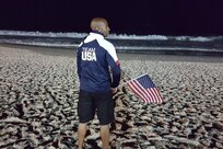 Army Reserve Master Sgt. Audley Logan, Assistant IG, stands on a beach wearing a Team USA jacket in Rio de Janeiro, Brazil, host city of the 2016 Summer Olympics, August 14, 2016.
Logan attended the Olympics with his family and friends.
(Courtesy photo)