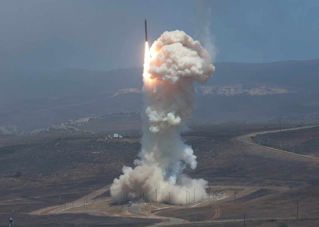 The Missile Defense Agency's flight test ground-based interceptor launches from Vandenberg Air Force Base, Calif., June 22, 2014. Missile Defense Agency photo