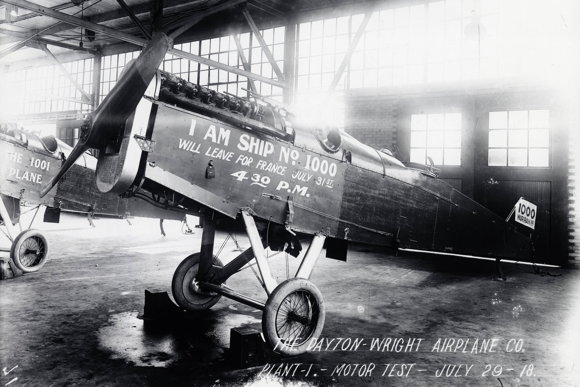 DAYTON, Ohio -- The 1000th DH-4 built at the Dayton-Wright Company plant.