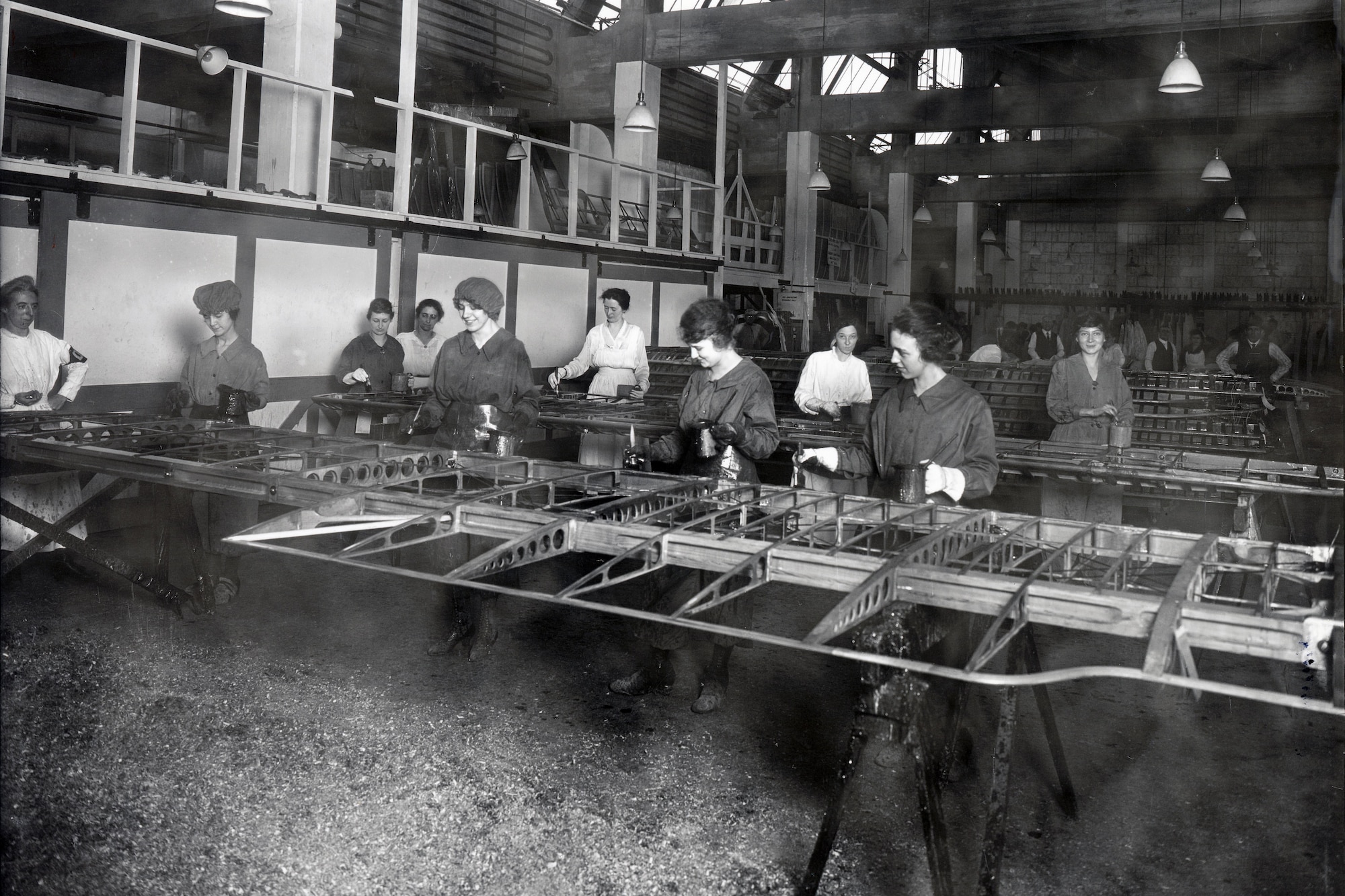 DAYTON, Ohio -- Workers in the Dope and Varnish Department at the Dayton-Wright plant.