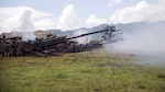 Marines from Bravo Company, “Black Sheep,” 1st Battalion, 12th Marine Regiment, fire off artillery rounds from their M777 Light Weight Towed Howitzer during a training exercise  at Schofield Barracks, Sept. 06, 2016. Marines from Bravo Co., “Black Sheep,” 1st Bn., 12th Marines, participated in exercise Spartan Fury 16.4. Spartan Fury is a pre-deployment exercise in which service members conduct live-fire artillery training and unit leaders are able to further assess and improve the lethality of the battalion.  