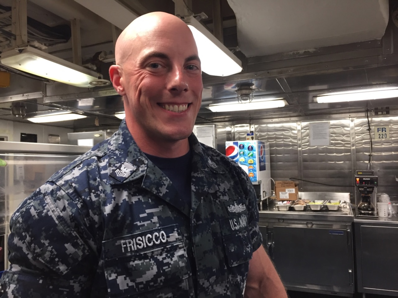 Navy Petty Officer 1st Class Joey Frisicco, a Philadelphia native who has been in the Navy for a dozen years is a fire controlman on the Arleigh Burke-class guided missile destroyer USS Barry that’s forward-deployed in Yokosuka, Japan. Frisicco poses for photo aboard the USS Barry, Sept. 7, 2016. He summed up what his service in the military means to him in one word: Everything. DoD photo by Lisa Ferdinando