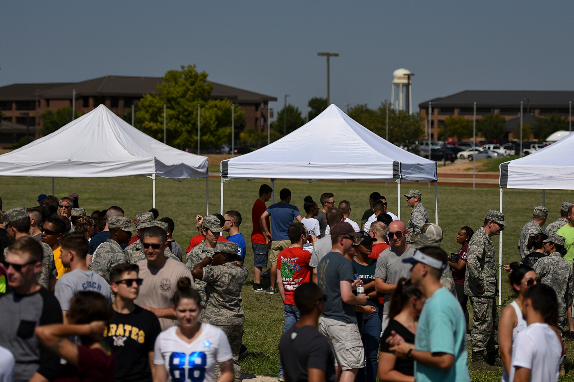The 17th Training Wing hosted a tailgate party to kick off the Combined Federal Campaign at the parade field on Goodfellow Air Force Base, Texas, Sept. 8, 2016. The tailgate party had food and games to bring in a large crowd to promote the CFC. (U.S. Air Force photo by Senior Airman Devin Boyer/Released)