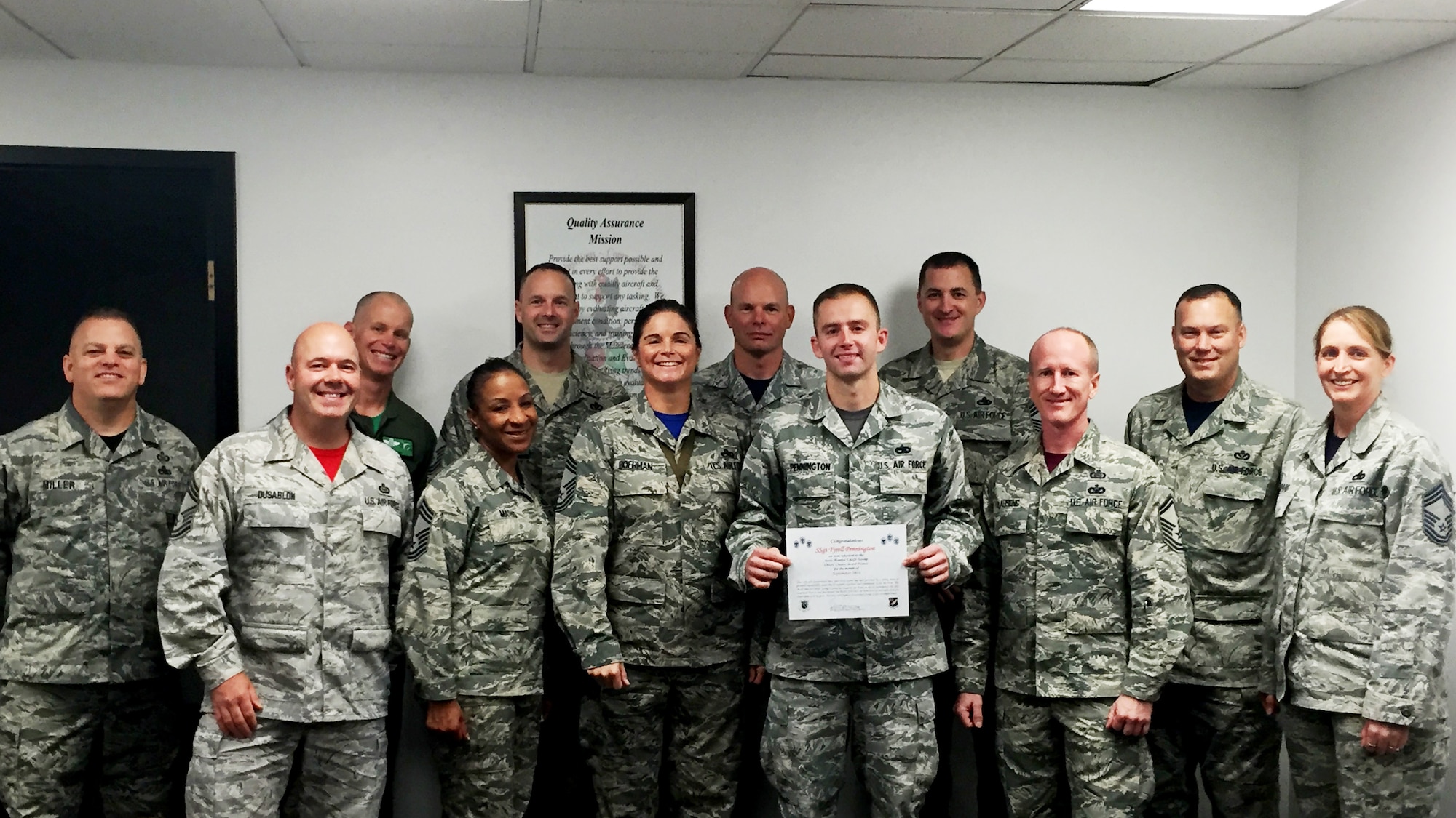 SSgt Tyrell Pennington was selected as the Chief's Choice Award winner for the month of September 2016.