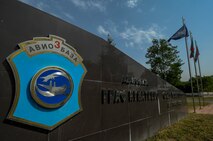The sign for the Bulgarian air force base Graf Ignatievo remains on display inside the main entrance of Graf Ignatievo, Bulgaria, Sept. 9, 2016.  Four California and Massachusetts Air National Guards’ F-15C Eagle fighter aircraft and approximately 75 Airmen from the 194th Expeditionary Fighter Squadron deployed to Graf Ignatievo, Bulgaria, and will stand ready as interceptors, prepared to quickly react to any violations and infringements for policing of Bulgarian airspace Sept. 9-16, 2016. The squadron forward deployed to Graf Ignatievo from Campia Turzii, Romania, where they serve on a theater security package deployment to Europe as a part of Operation Atlantic Resolve. (U.S. Air Force photo by Staff Sgt. Joe W. McFadden/Released)