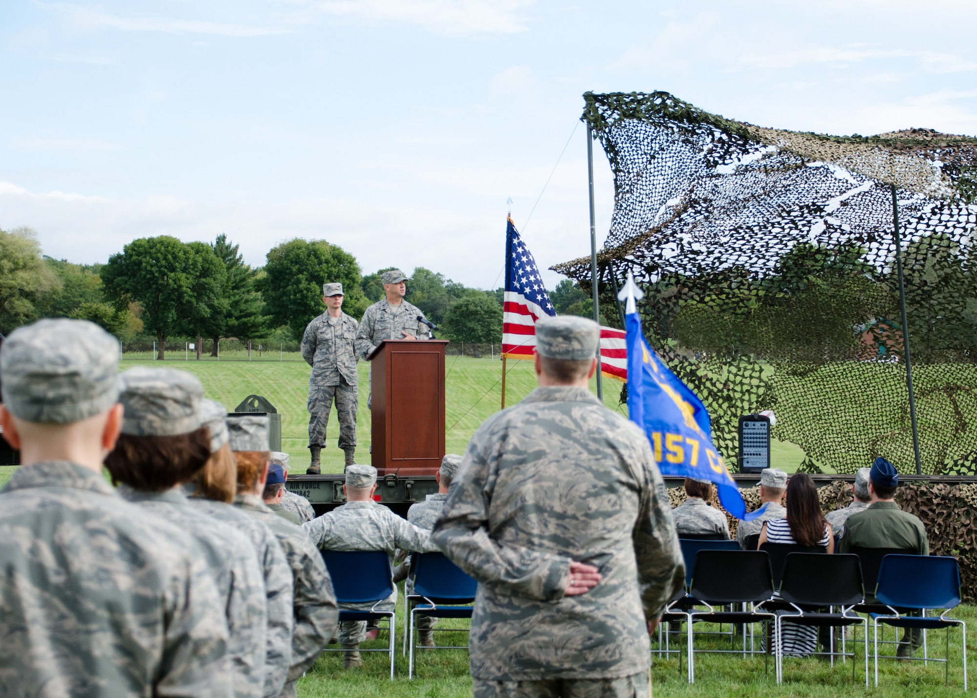 Col. Bill Boothman took command of the Missouri Air National Guard's 157th Air Operations Group during a change of command ceremony on the Parade Field at Jefferson Barracks, Missouri, Sept 10, 2016.  (U.S. Air National Guard photo by Staff Sgt. Brittany Cannon)