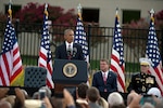 President Barack Obama speaks during an observance ceremony at the Pentagon, Sept. 11, 2016, honoring the memory of those who died 15 years ago in the terrorist attacks on 9/11. DoD photo by EJ Hersom