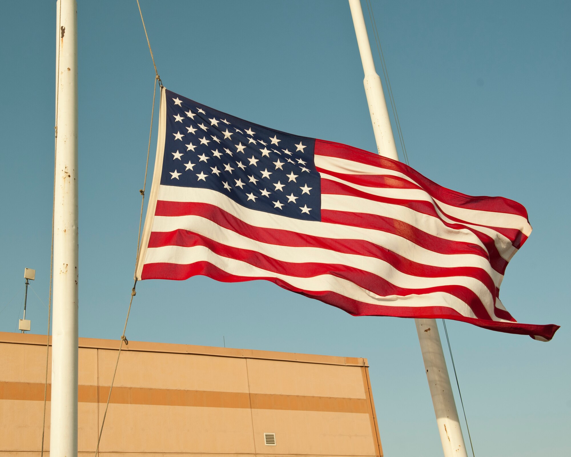 Servicemembers and civilians at Bagram Airfield, Afghanistan gathered to hold a 9/11 remembrance ceremony, Sept. 11, 2016. The ceremony involved a joint service honor guard  that conducted a retreat to remember those who gave their lives 15 years ago. (U.S. Air Force photo by Capt. Korey Fratini)