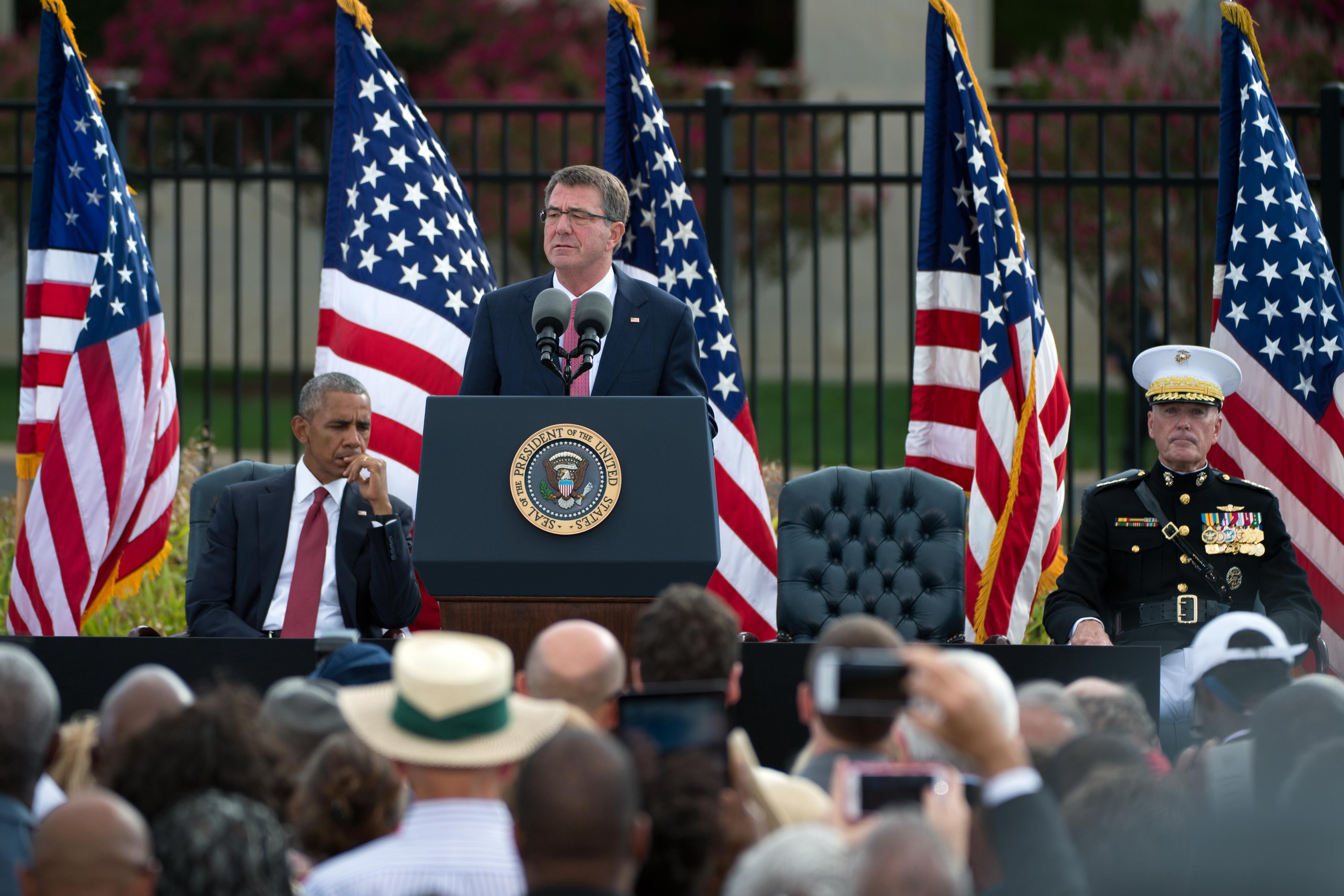 Defense Secretary Ash Carter speaks during an observance ceremony