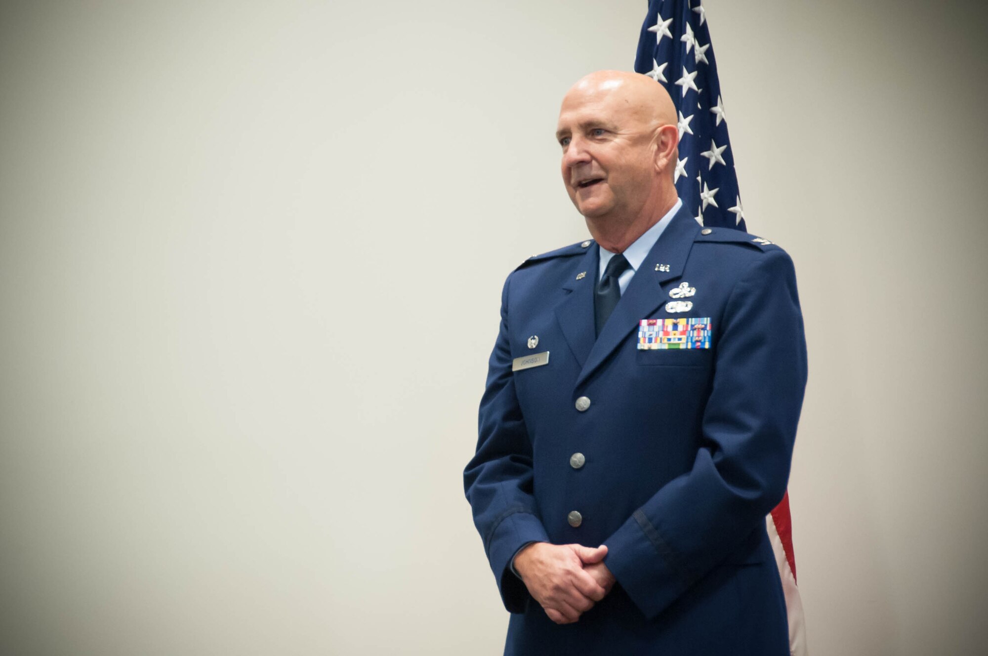 Col. Jay Johnson, 403rd Maintenance Group commander speaks during a ceremony to activate the new 803rd Aircraft Maintenance Squadron Sept. 11 at Keesler Air Force Base. (U.S. Air Force photo/Senior Airman Heather Heiney)