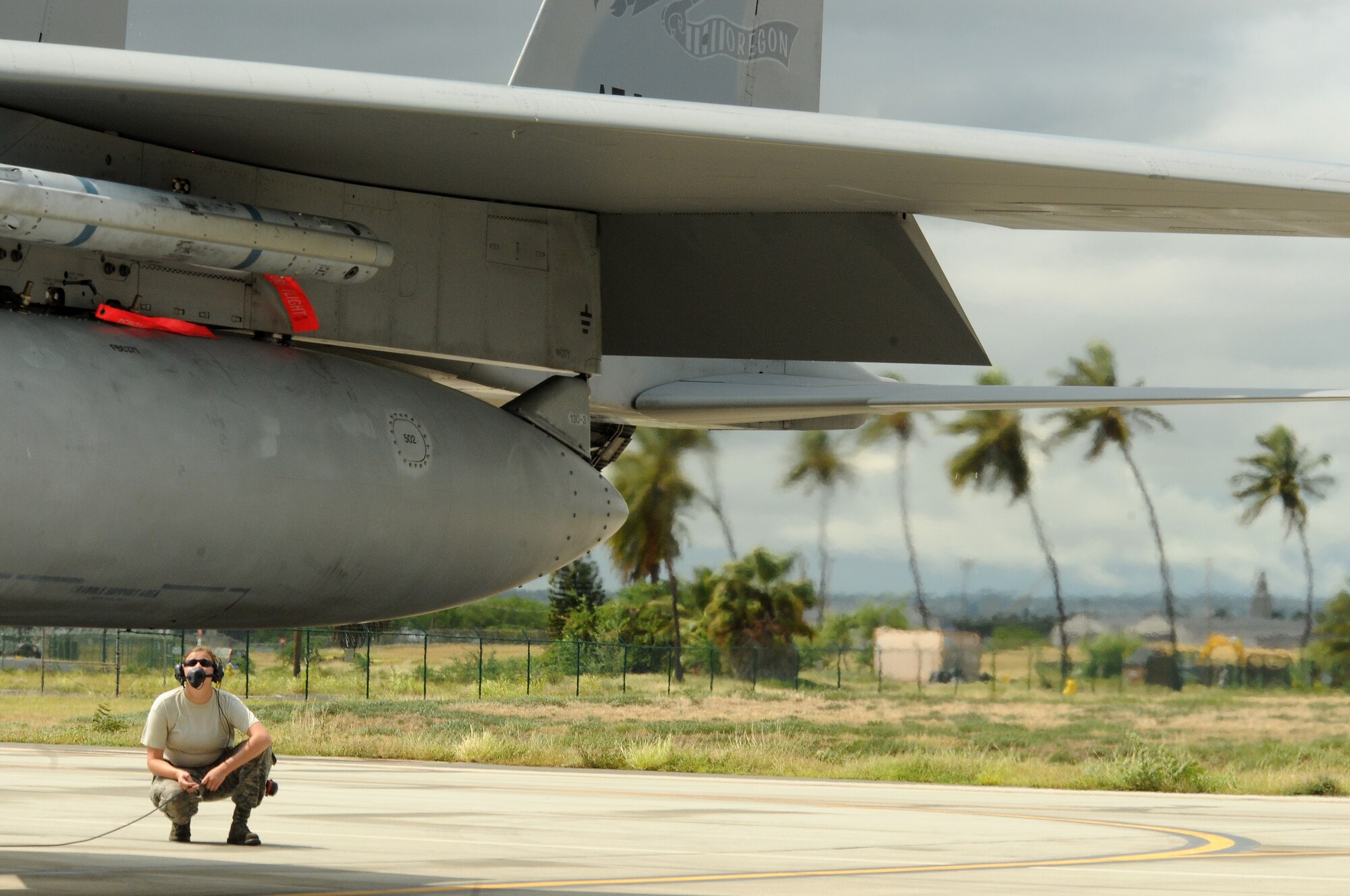 Members of the 142nd Fighter Wing participate in a Sentry Aloha exercise August 16, 2016 at Joint Base Pearl Harbor-Hickam, Hawaii.  Sentry Aloha is a training exercise hosted by the Hawaiian Air National Guard base to train pilots on combat tactics.  (Air National Guard photo by Tech. Sgt. Emily Thompson/Released)