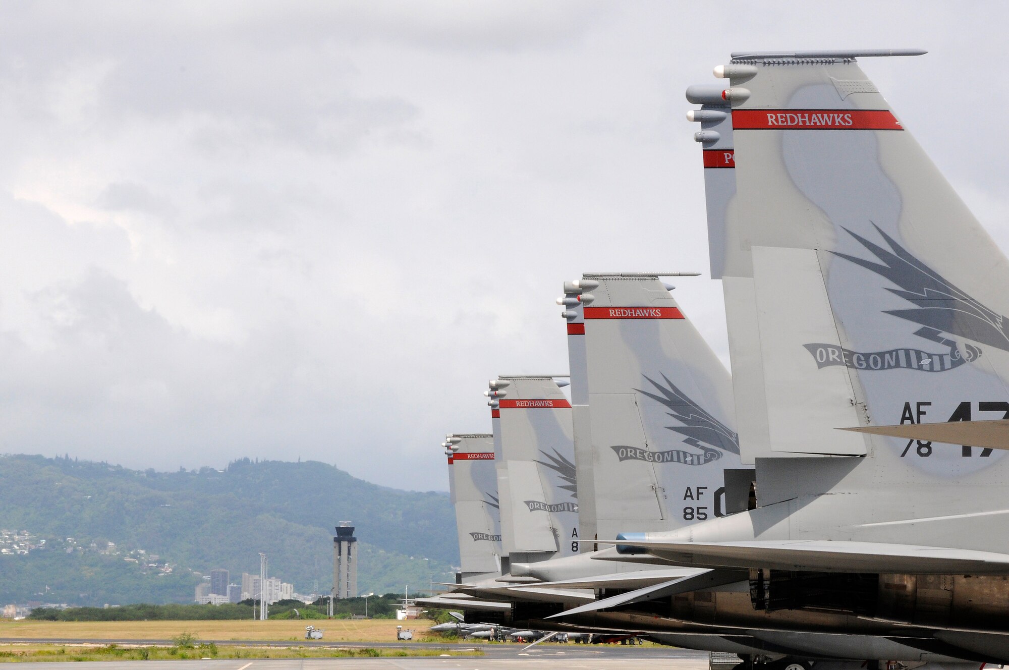 Members of the 142nd Fighter Wing participate in a Sentry Aloha exercise August 16, 2016 at Joint Base Pearl Harbor-Hickam, Hawaii.  Sentry Aloha is a training exercise hosted by the Hawaiian Air National Guard base to train pilots on combat tactics.  (Air National Guard photo by Tech. Sgt. Emily Thompson/Released)