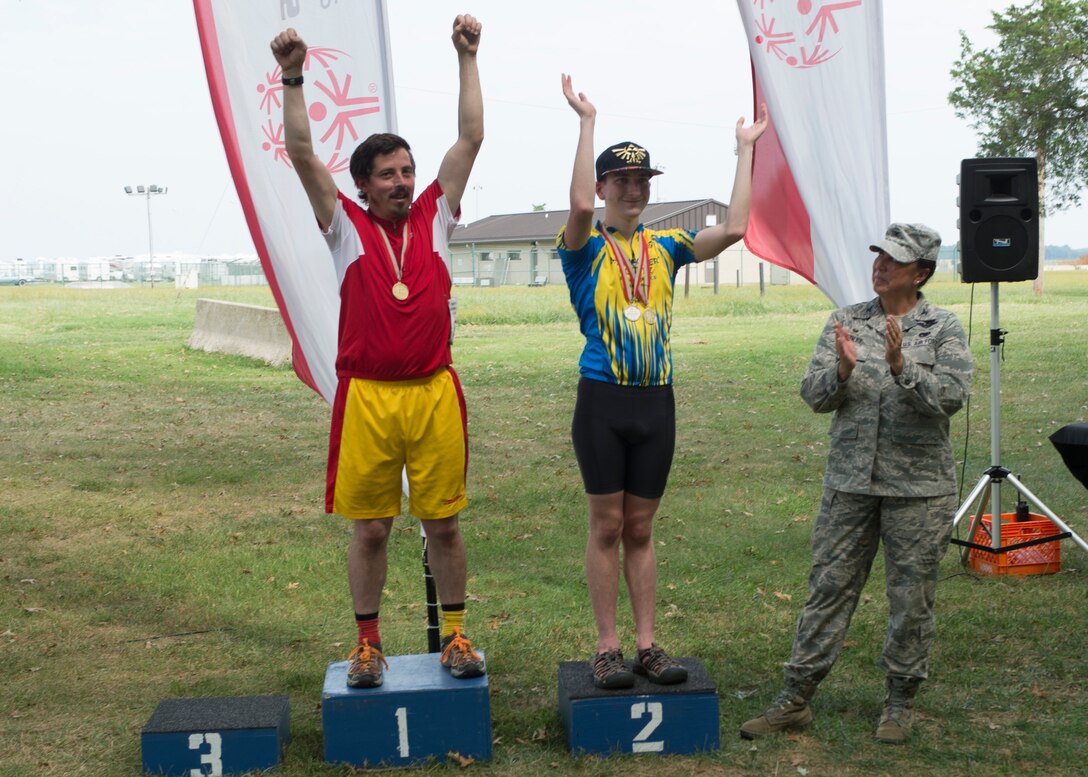 More than 70 athletes competed in the Special Olympics Delaware Cycling Classic, Sept. 10, 2016, at the Dover Air Force Base Air Command Museum, Del. Approximately 150 members of the 512th Airlift Wing and 436th Airlift Wing volunteered during the annual event as athletes competed in 500 meter, 1k,5k, 10k, 15k and 20k bicycle races. (U.S. Air Force Photo/ Tech. Sgt. Nathan Rivard)