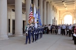 The Michigan Air National Guard’s 110th Air Wing Honor Guard presents the colors at the Patriot Day event.