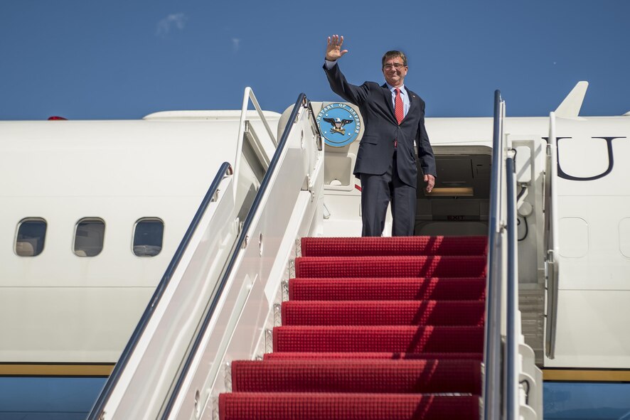 Defense Secretary Ash Carter departs from Joint Base Andrews, Md.