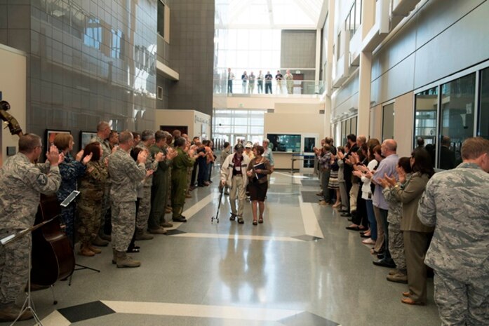 Gen. Lori Robinson, NORAD and USNORTHCOM Commander hosts a visit of the Pilot Classes of WWII reunion to the HQ on September 8, 2016. The Pilot Classes of WWII is an organization for Army Air Corps pilot graduates from 1940-1945, that exists to reunite veterans and foster learning about today’s military mission across various organizations. 
