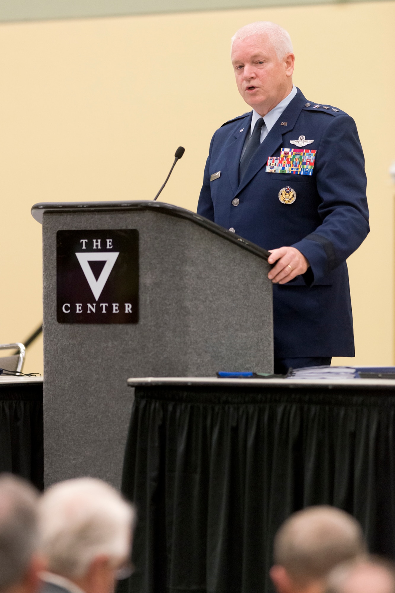 Lt. General L. Scott Rice, director of the Air National Guard, addresses an audience during the annual conference for the National Guard Association of the United States in Baltimore, Maryland, September 12, 2016. The NGAUS is the nation’s oldest military association, lobbies solely for the benefit of the Guardsmen and educates the public about the National Guard's role in the history of the armed forces. (U.S. Air National Guard photo by Master Sgt. Marvin R. Preston)