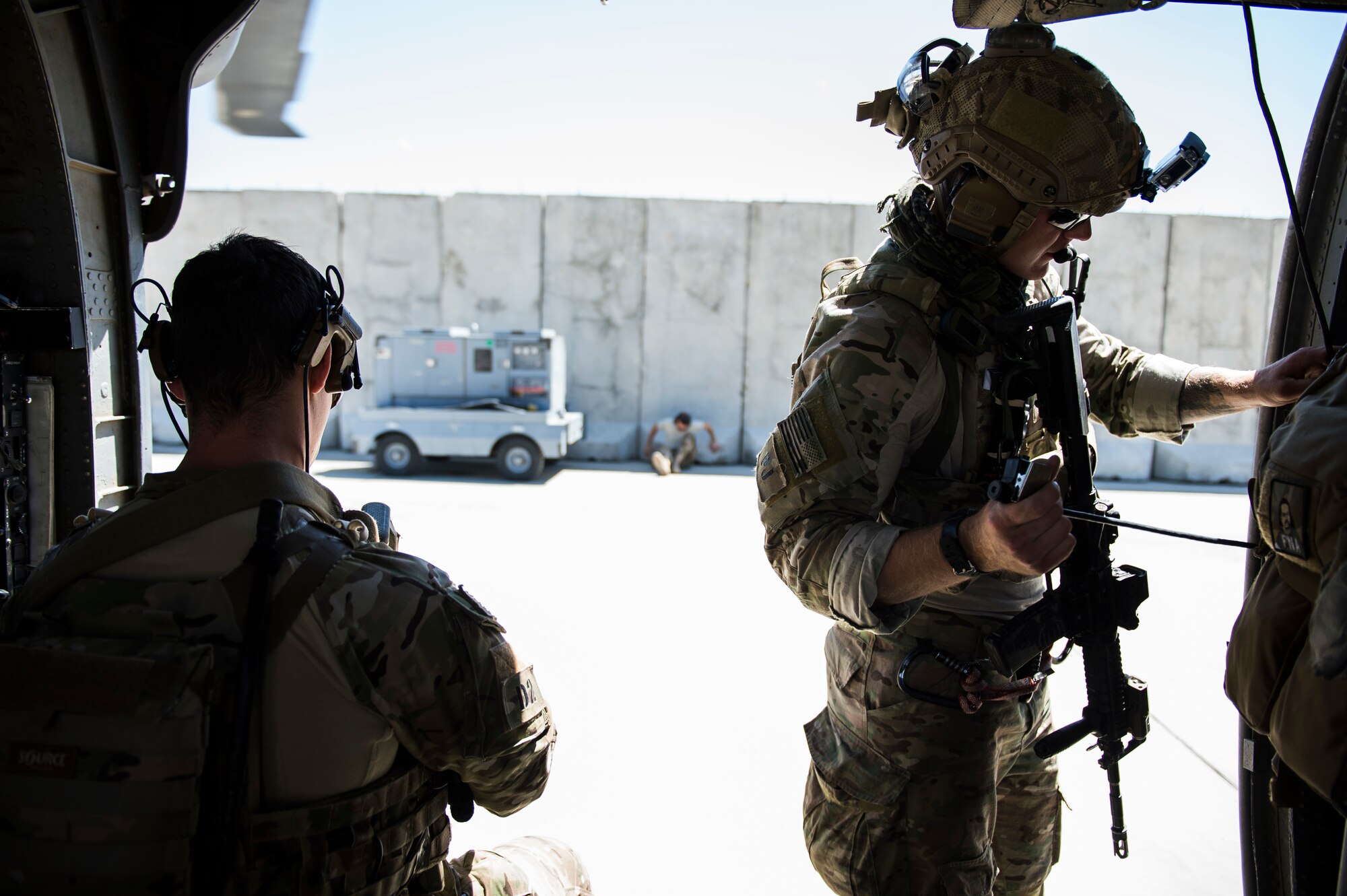 Pararescuemen assigned to the 83rd Expeditionary Rescue Squadron, prepare for a training mission at Bagram Air Field, Afghanistan, Sept. 6, 2016. Airmen from the 83rd ERQS, provided personnel recovery scenario training to the Afghan Air Force's A-29 pilots.
(U.S. Air Force photo/Tech. Sgt. Larry E. Reid Jr., Released)