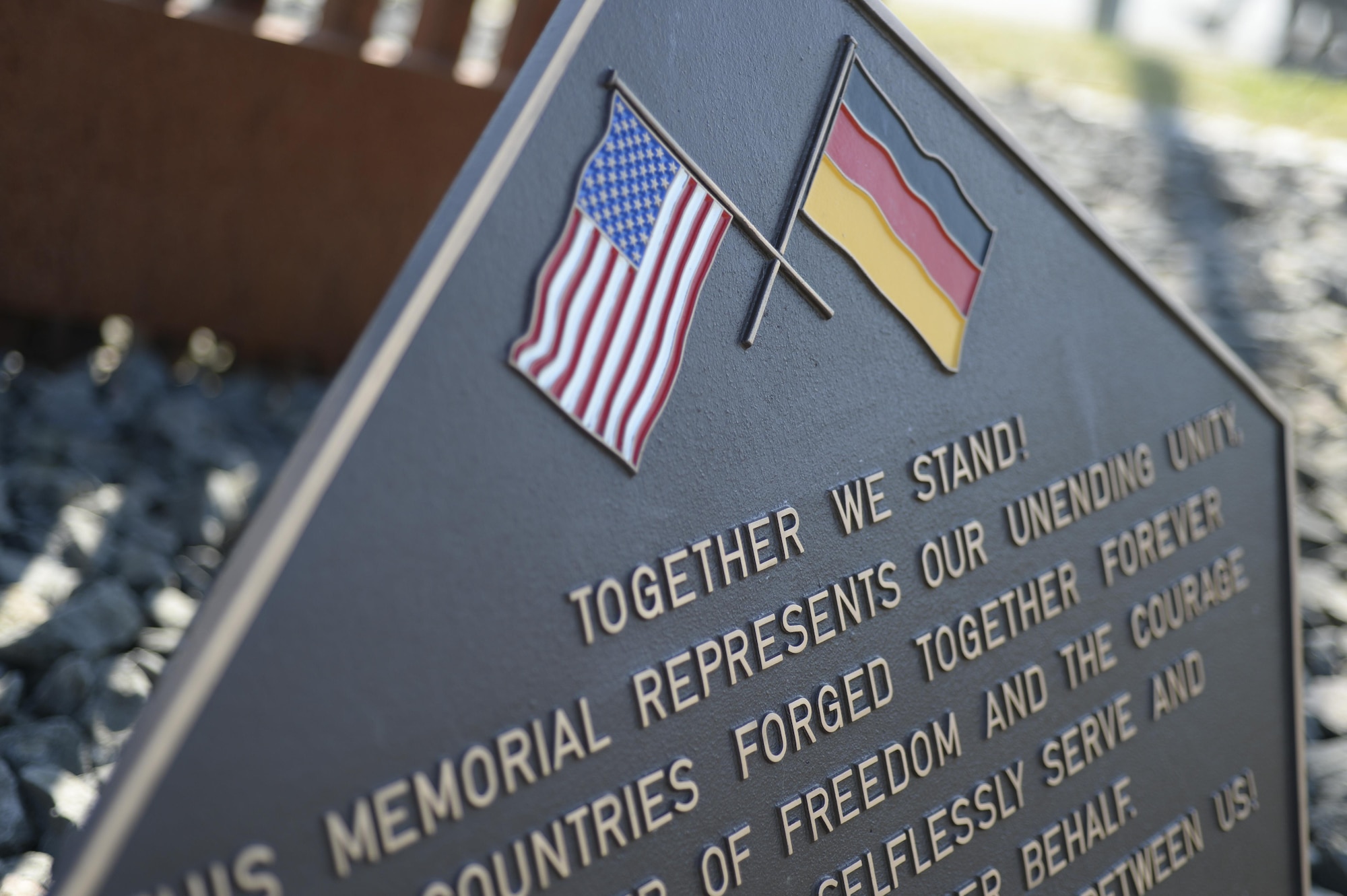 A memorial stands on Spangdahlem Air Base, Germany, Sept. 09, 2016, in remembrance to the Sept. 11, 2001 terrorist attacks on the U.S. Nearly 3,000 people lost their lives in the terrorist attacks from 90 different countries. (U.S. Air Force photo/Senior Airman Dawn M. Weber)