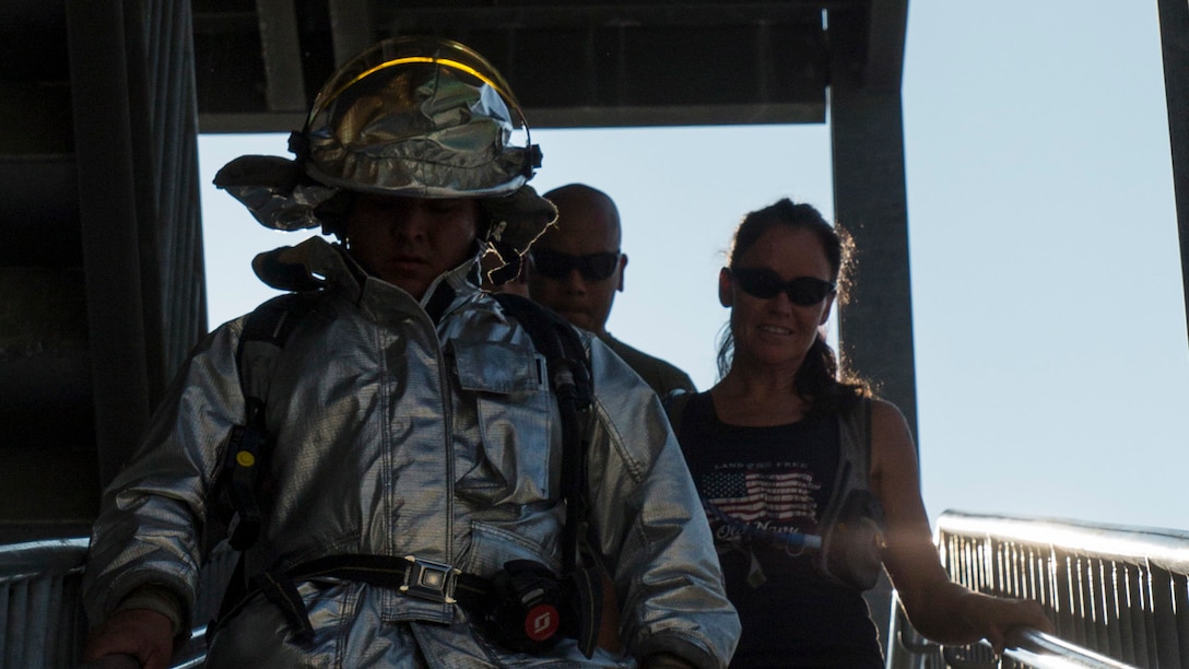 U.S. Marines, sailors and civilians joined together for a 9/11 Memorial Stair Climb at Marine Corps Air Station Iwakuni, Japan, Sept. 9, 2016. The stair climb honored the fallen firefighters who responded to the attacks on the World Trade Centers on Sept. 11, 2001. 