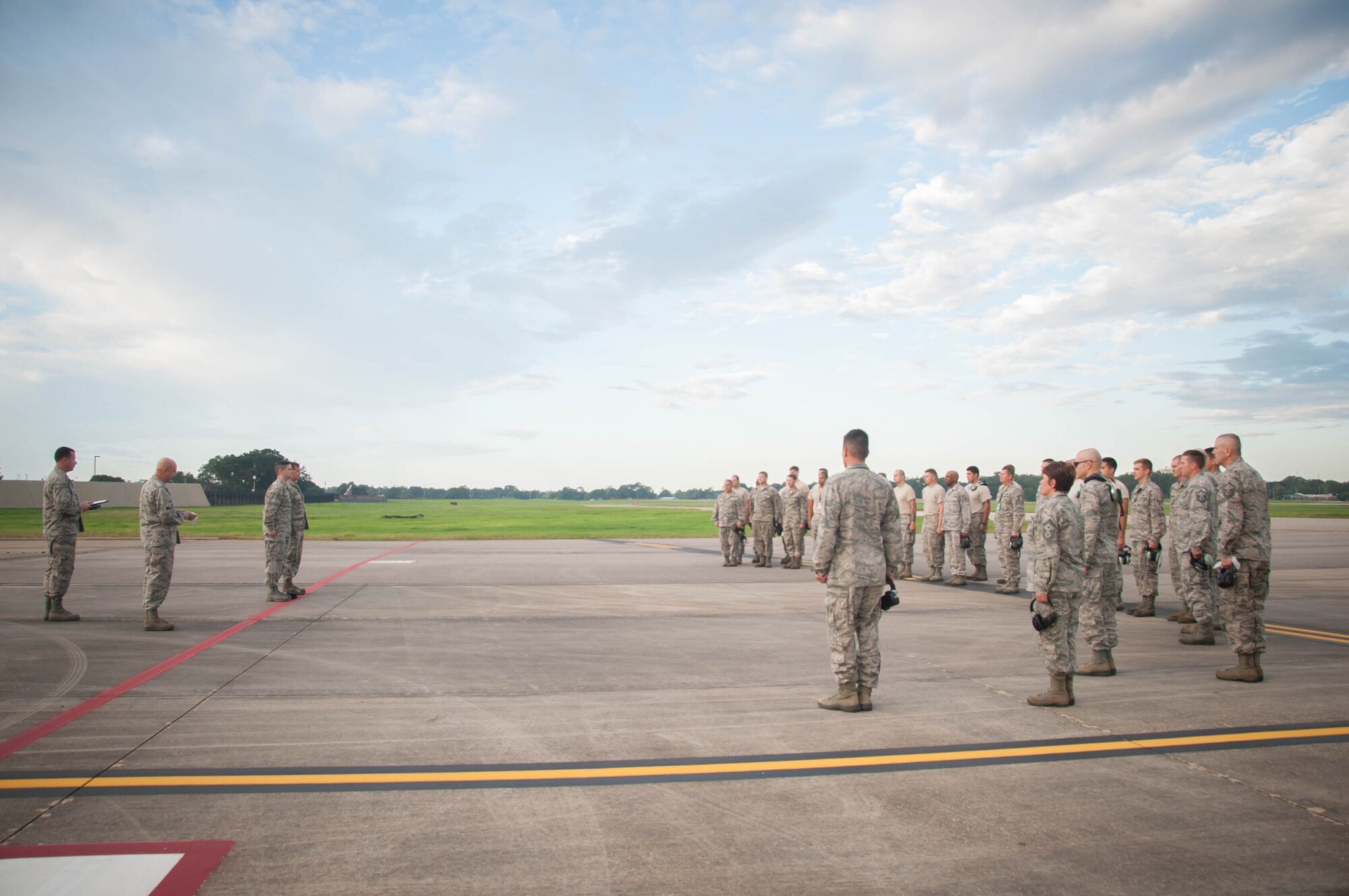 Col. Jay Johnson, 403rd Maintenance Group commander reads an Air Force Commendation Medal citation for Staff Sgt. Christopher Simmons, 403rd Maintenance Squadron maintainer, Sept. 11 at Keesler Air Force Base, Mississippi. Simmons received the medal for helping evacuate more than 600 inmates and guards from Escambia County Jail after an explosion and also preventing a secondary explosion there in 2014.(U.S. Air Force photo/Senior Airman Heather Heiney) 