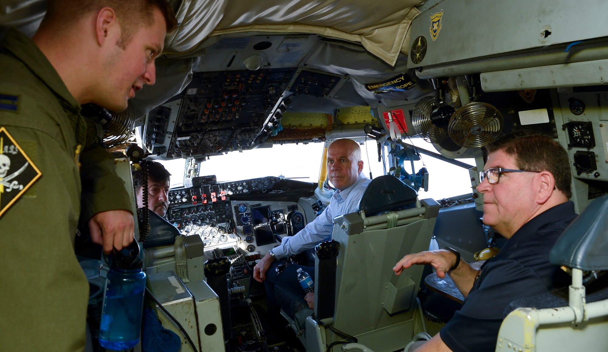 Capt. Daniel Fenwick, a pilot with the 91st Air Refueling Squadron, briefs honorary commanders during the 6th Operations Group immersion, Sept. 9, 2016, at MacDill Air Force Base, Fla. The honorary commander program is used to educate civic leaders about the mission of Team MacDill and to create partnerships with the community. (U.S. Air Force photo by Senior Airman Jenay Randolph)