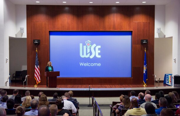 Secretary of the Air Force Deborah Lee James delivers remarks at the 2016 Women in Science and Technology Symposium Sept. 9, 2016, at Patrick Air Force Base, Fla. The symposium was hosted by the Air Force Technical Applications Center. (U.S. Air Force photo/Matthew Jurgens)