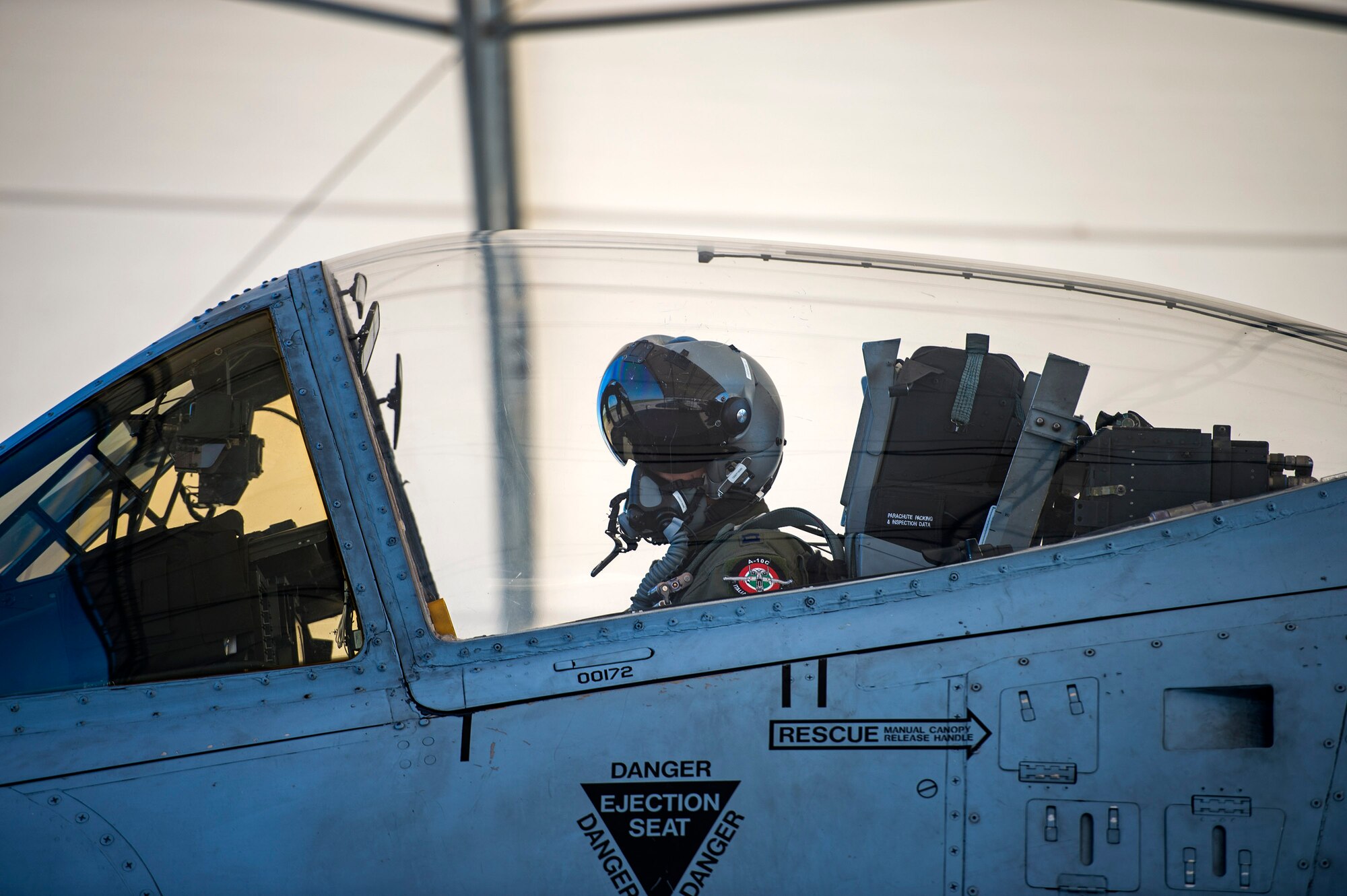 Italian exchange pilot Roberto Manzo, 74th Fighter Squadron training assistant, prepares to taxi to the runway, Aug. 25, 2016, at Moody Air Force Base, Ga. Manzo is working to master flying the A-10C Thunderbolt II in hopes of returning to Italy as an instructor pilot for the aircraft. (U.S. Air Force photo by Airman 1st Class Janiqua P. Robinson)
