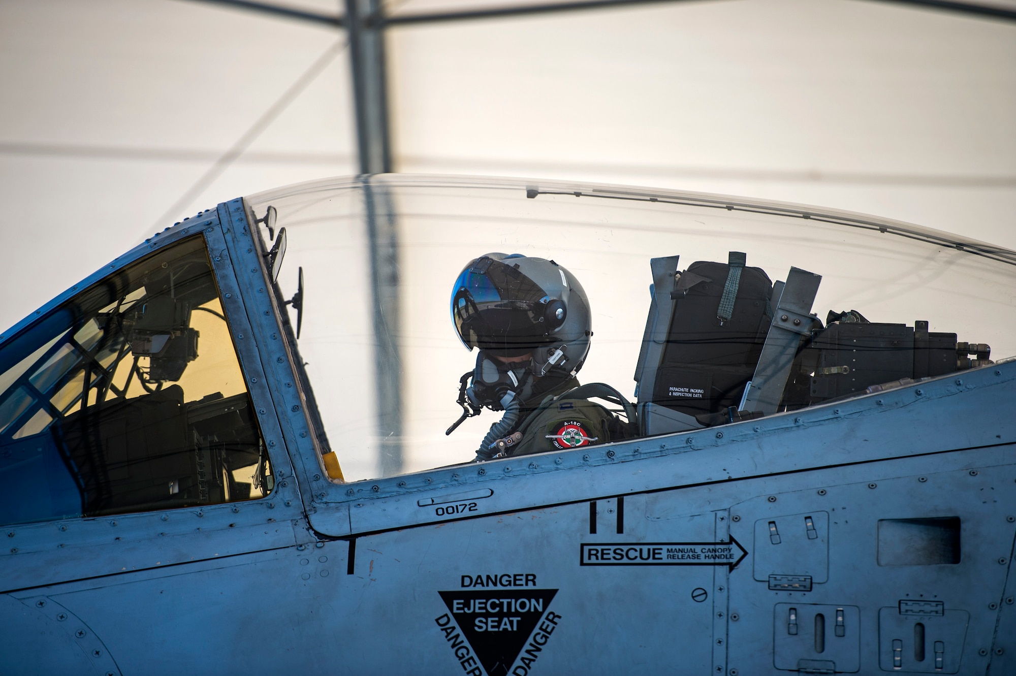 Italian exchange pilot Roberto Manzo, 74th Fighter Squadron training assistant, prepares to taxi to the runway, Aug. 25, 2016, at Moody Air Force Base, Ga. Manzo is working to master flying the A-10C Thunderbolt II in hopes of returning to Italy as an instructor pilot for the aircraft. (U.S. Air Force photo by Airman 1st Class Janiqua P. Robinson)