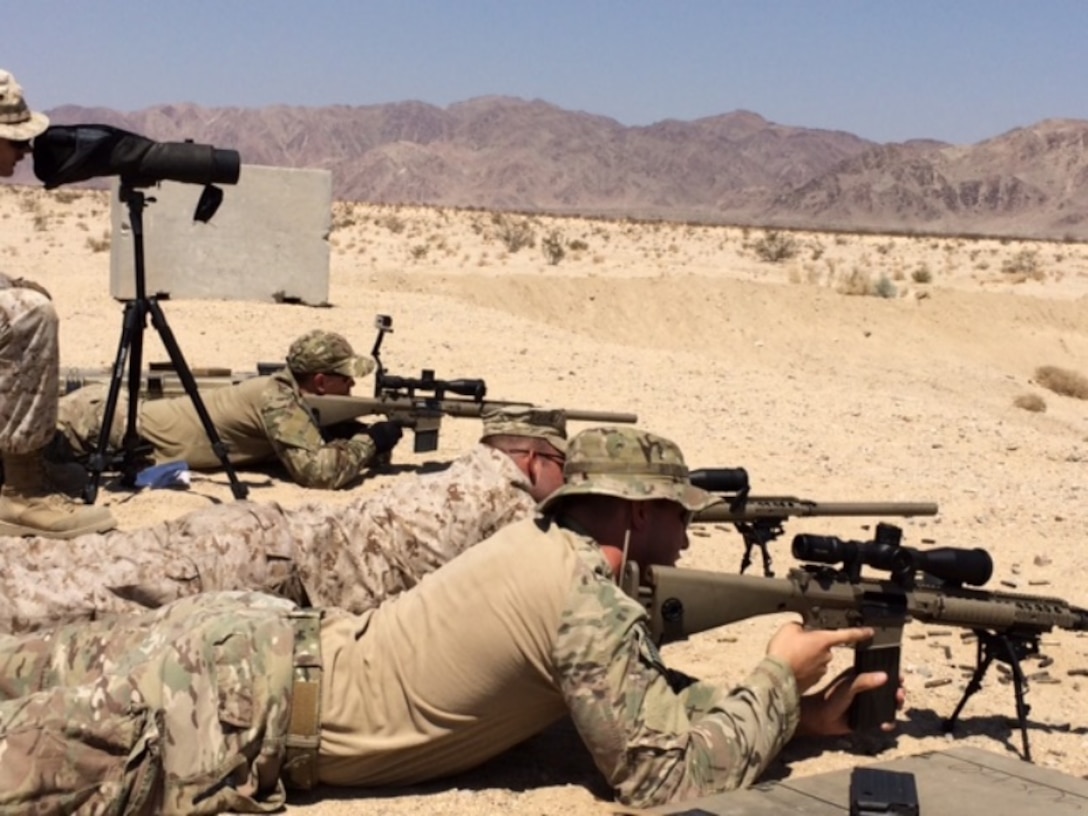 Marines of Explosive Ordnance Disposal Advanced Training Center (EODATC) recently provided instruction and practical application to EOD Technicians of the United States Air Force on the M110 Semi-Automatic Sniper System (SASS).  The SASS is a key tool utilized in standoff munitions disruption (SMUD) operations.              