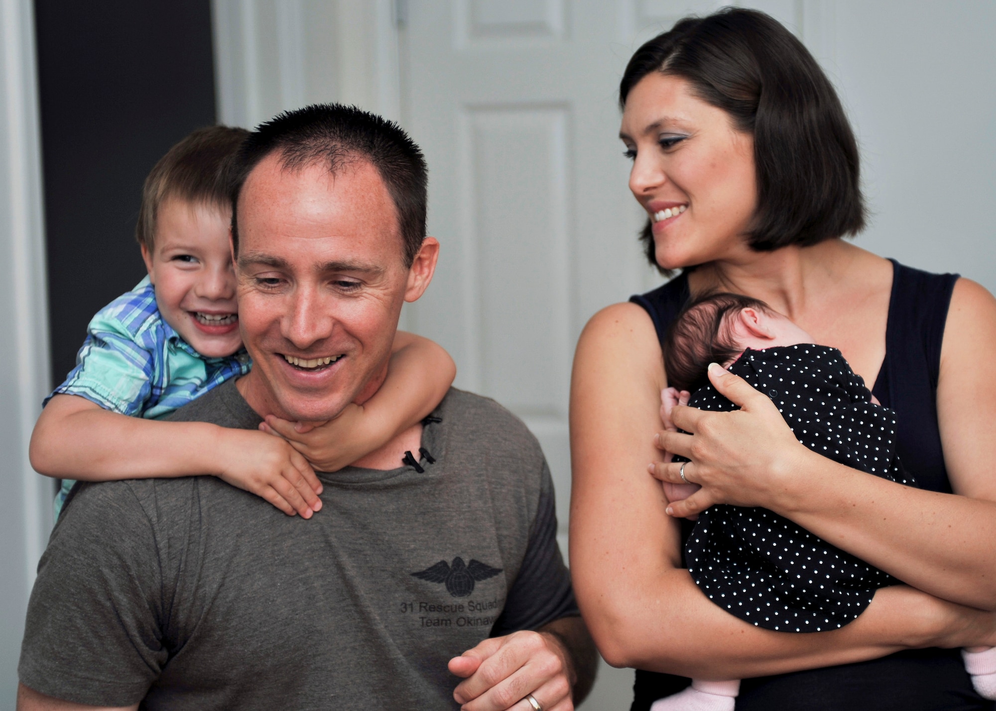 The Shaw family experienced a unique situation when their daughter Clara was born in their home in Yorktown, Va., Aug. 9, 2016. With only 10 minutes between her water breaking and the birth, Shalina Shaw said she had no doubt her husband, U.S. Air Force Master Sgt. Travis Shaw Air Combat Command, pararescue specialist, would be able to deliver Clara safely. (U.S. Air Force photo by Tech. Sgt. Katie Gar Ward)